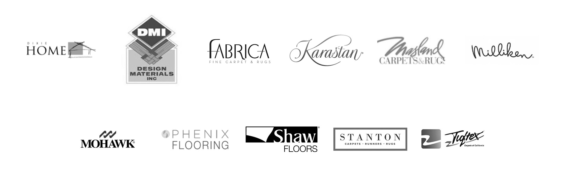 Collage of carpet brand logos